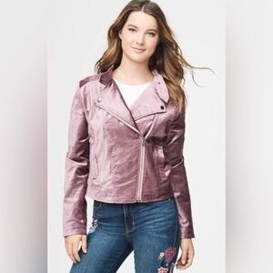 Women's Moto Jacket Size Small. Light Purple.Mauve. Crushed Velvet. SKU 11